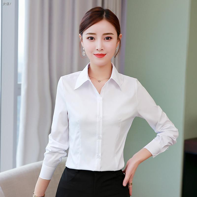 แขนยาว-แขนสั้น-ป้องกันแสงสะท้อน-เสื้อเชิ้ตสีขาวธุรกิจเพาะปลูกด้วยตนเองของผู้หญิงสวมใส่ชุดทำงานอย่างเป็นทางการสีขาว