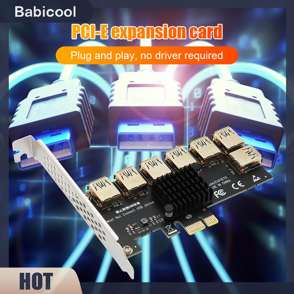 babicool-อะแดปเตอร์การ์ดไรเซอร์-pci-e-1x-1-เป็น-7-pci-express-usb-3-0