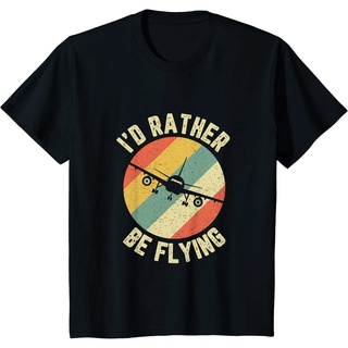 เสื้อยืดสีขาวเสื้อยืด คอกลม ผ้าฝ้าย พิมพ์ลายนักบินตลก IM Rather Be Flying แฟชั่นฤดูร้อน สําหรับผู้ชายS-4XL