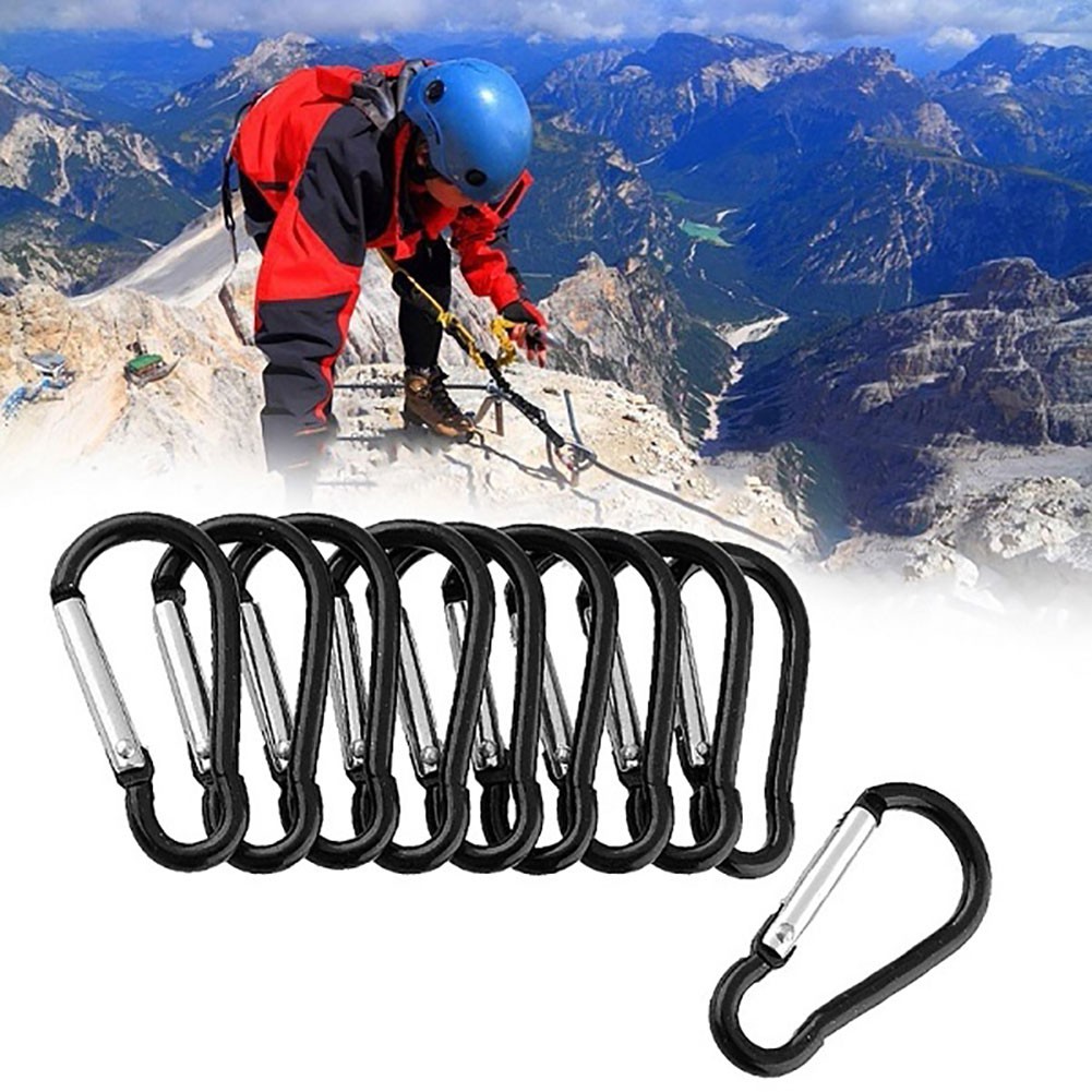 คลิปหนีบชุด-carabiner-camp-10-ชิ้นสีดำสำหรับเดินป่าปีนเขา