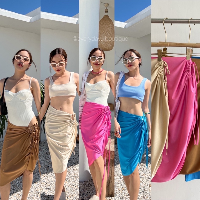 ภาพหน้าปกสินค้าBodycon summer skirt  (320ฟรีส่ง) กระโปรงที่ลูกค้าถามถึงมากที่สุด ทรงสวย ดีเทลพิเศษเน้นความแซ่บรูดเชือกเว้าที่ช่วงเอว