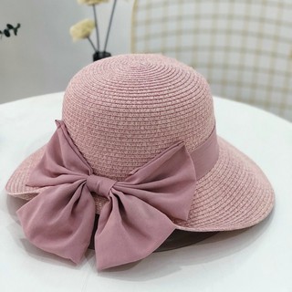 ภาพขนาดย่อของภาพหน้าปกสินค้าหมวกสาน หมวก Narank Style มีโบว์ข้างหลัง สไตล์เกาหลี น่ารักมาก จากร้าน chenqiaojia บน Shopee