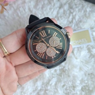 (ผ่อน0%) นาฬิกา MICHAEL KORS Bradshaw Black Dial Watch MK6875 สายซิลิโคน สีดำ