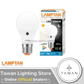 ภาพขนาดย่อของภาพหน้าปกสินค้าLamptan หลอดไฟ ไลท์เซ็นเซอร์ เปิด-ปิดอัตโนมัติ 7วัตต์ Led Light Sensor 7w Daylight แสงขาว Warmwhiteแสงเหลือง จากร้าน lightingstore บน Shopee