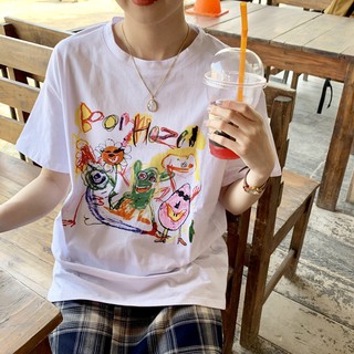 【hot sale】เสื้อยืด Oversize ผ้าCotton 100% แฟชั่นสไตล์เกาหลี T-Shirt โอเวอร์ไซส์ สกรีนลายสวยงาม พร้อมส่ง