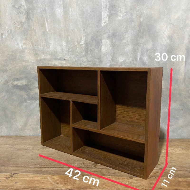 กล่องไม้สัก-กล่องไม้ติดผนัง-แต่งบ้าน-งานไม้สักเก่า-ลึก-11-x-ยาว-42-x-สูง-30-cm-ใบละ-750