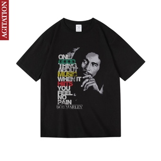 เสื้อยืดสีขาว▩◘✽bob marley reggae music Jamaica ผ้าฝ้ายคอกลมแขนสั้นครึ่งแขนเสื้อยืดผู้ชายและผู้หญิง summerS-4XL