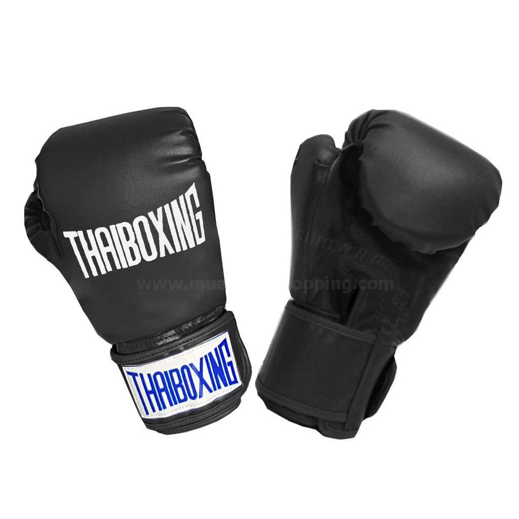 ภาพหน้าปกสินค้าTHAIBOXING นวมหนังเทียม สีดำ จากร้าน muaythaishopping บน Shopee