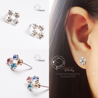 S925 ต่างหูเงินแท้เพชร CZ diamond sterling silver stud earrings
