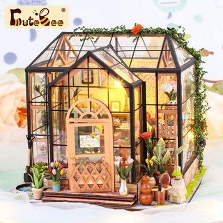 [พร้อมส่งทุกรุ่น]🌸Cutebee บ้านตุ๊กตา🌸 diy โมเดล บ้าน ENNY Greenhouse พร้อมไฟ LED