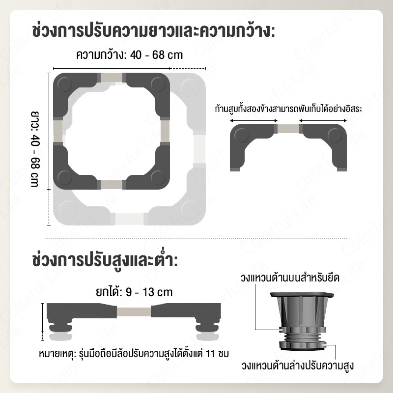 ฐานเครื่องซักผ้า-ฐานตู้เย็น-ปรับขนาดได้-ฐานเครื่องซักผ้าเอนกประสงค์-สามารถรับน้ำหนักได้-100kg-ฐานรองตู้เย็น-4-ล้อสากล