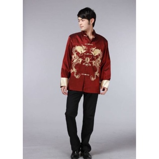 ภาพหน้าปกสินค้าชุดจีน กี่เพ้า เสื้อจีนชาย สีแดงขลิบทอง ที่เกี่ยวข้อง