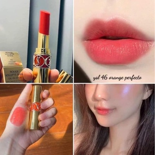 Beauty-Siam แท้ทั้งร้าน !! ตัวเทส ปลอกขาว YSL YVES SAINT LAURENT  OIL IN STICK 3.2 G. สี 46 ORANGE PERFECTO