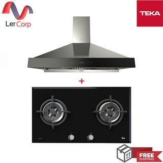 [0% 10 เดือน] (TEKA) เครื่องดูดควันแบบกระโจมติดผนัง DBW 90 + เตาแก๊ส GT LUX 78 2G AI AL 2TR