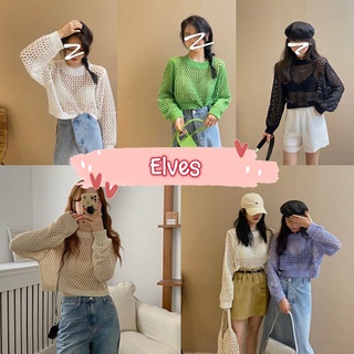 Elves✨พร้อมส่ง✨ เสื้อถักไหมพรมแขนยาว คอกลม สไตล์โคเรียน่ารักมากๆๆ ~81058~