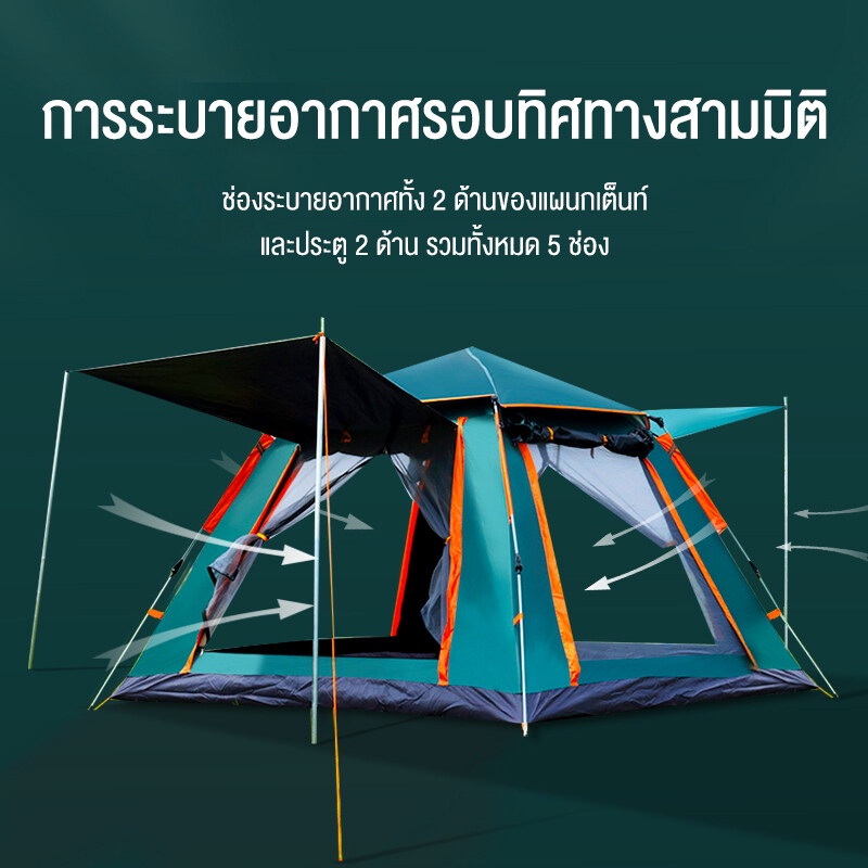 ภาพสินค้าBBD Camping Tent เต็นท์ เต็นท์นอนสนามสำหรับ 3-4 คน สามารถกางอัตโนมัติแบบไฮดรอลิก มีขนาดใหญ่ ระบายอากาศดี จากร้าน bbd999 บน Shopee ภาพที่ 2