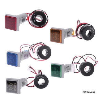 folღ Square LED Digital Dual Display Voltmeter &amp; Ammeter Voltage Gauge Current Meter AC 60-500V 0-100A