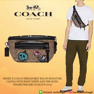 DISNEY X COACH TERRAIN BELT BAG IN SIGNATURE CANVAS WITH SNOW WHITE AND THE SEVEN DWARFS PATCHES (COACH F72952)