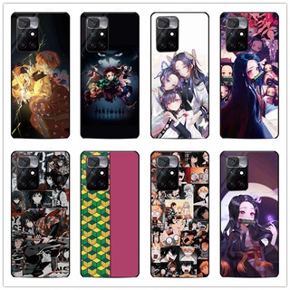 เคสโทรศัพท์มือถือกระจกนิรภัย แบบแข็ง กันกระแทก ลายการ์ตูนอนิเมะ Demon Slayer: Kimetsu No Yaiba สําหรับ Redmi note 11 5g Redmi 10