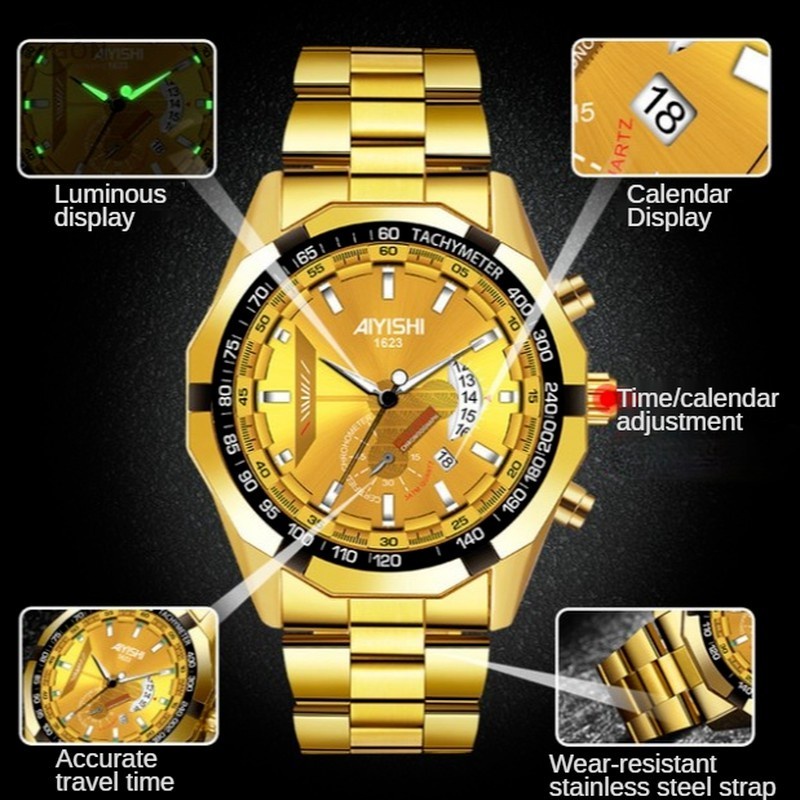 รายละเอียดเพิ่มเติมเกี่ยวกับ นาฬิกาข้อมือควอตซ์แฟชั่น สายสเตนเลส กันน้ำ สไตล์สปอร์ต แฟชั่นสำหรับผู้ชาย