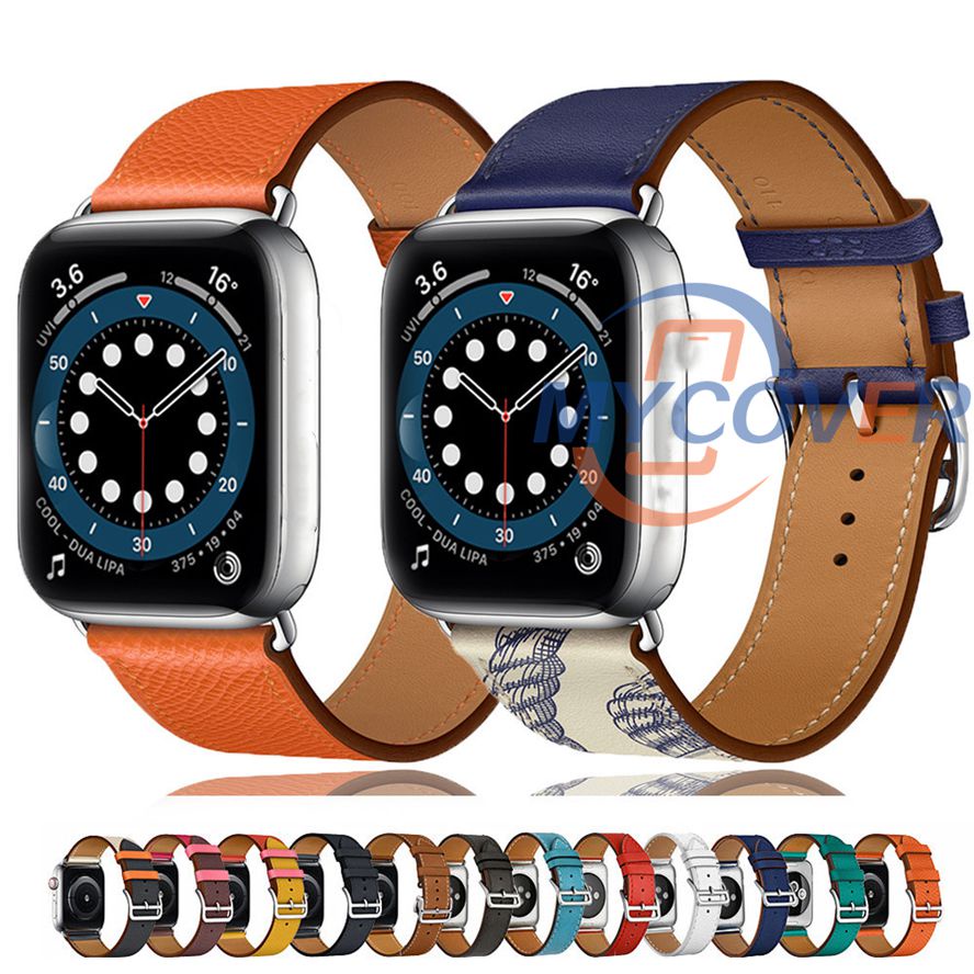 ภาพหน้าปกสินค้าสายนาฬิกาข้อมือหนัง หรูหรา สําหรับ Smart Watch Series 7 6 SE 5 4 3 2 1 ขนาด 45 มม. 44 มม. 41 มม. 42 มม. 40 มม. 38 มม.