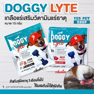 สินค้า เกลือแร่สุนัข เกลือแร่หมา เกลือแร่เสริมวิตามิน DOGGY Lyte ด็อกกี้ ไลท์ (แบบตัวเลือก) ผสมน้ำให้สุนัขกิน ขนาด 15 กรัม