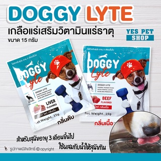 ภาพขนาดย่อของสินค้าเกลือแร่สุนัข เกลือแร่หมา เกลือแร่เสริมวิตามิน DOGGY Lyte ด็อกกี้ ไลท์ (แบบตัวเลือก) ผสมน้ำให้สุนัขกิน ขนาด 15 กรัม