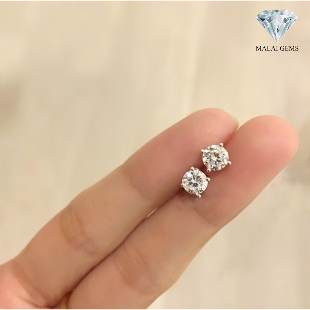 ภาพหน้าปกสินค้าต่างหูเพชรสวิส แป้นเงินแท้ 92.5 100% Malai gems ไม่มีนิกเกิล จากร้าน malaigems_official บน Shopee