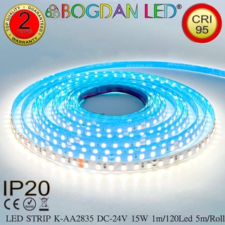 LED STRIP K-AA2835-120-5000K DC-24V 15W/1M IP20 ยี่ห้อBOGDAN LED แอลอีดีไฟเส้นสำหรับตกแต่ง 600LED/5M 75W/5M Grade A