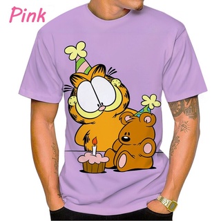 เสื้อยืดใหม่ 2022New Summer Cool Short-sleeved Garfield Anime Personality Pattern Trend Creative Top Fashion Round Neck