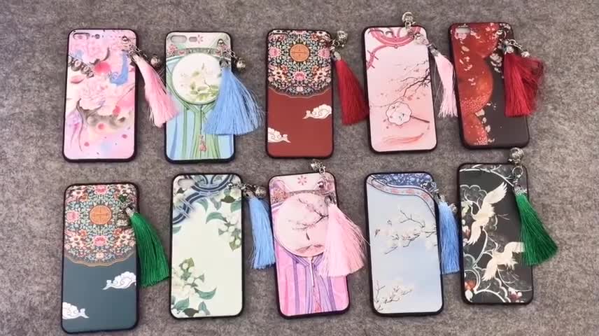 chinese-style-silicone-phone-case-for-redmi12-4g-back-cover-shockproof-waterproof-durable-tpu-anti-knock-dirt-resistant-tassel