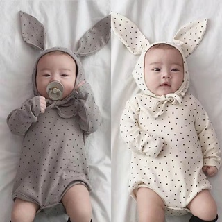 Baby Infant Polka Dot Long Sleeve Romper+rabbit Hat  Newborn Toddler Autumn Jumpsuit Bodysuit