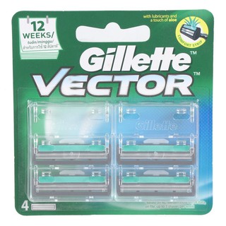 GILLETTE ใบมีดเว็คเตอรพลัส 4 ใบมีด แพ็ค 4 ชิ้น ยิลเลตต์ เวคเตอร์ ใบมีดโกน โกนได้แนบสนิทด้วยระบบใบมีดคู่ และเกลี้ยงเกลาใน