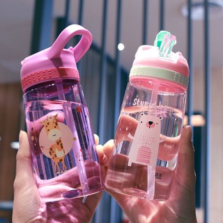 สินค้า กระติดน้ำเด็กหลอดเด้งแบบใหม่ ลายการ์ตูนน่ารัก Water Bottle for Kids 450ml