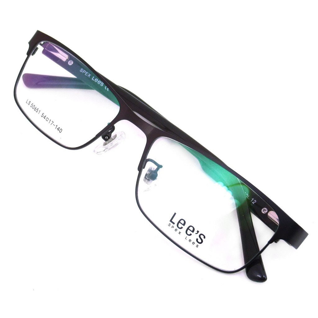 lees-แว่นตา-รุ่น-50651-c-12-สีน้ำตาล-กรอบเต็ม-ขาสปริง-วัสดุ-สแตนเลส-สตีล-สำหรับตัดเลนส์-eyeglasses