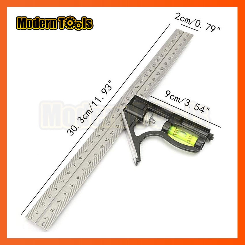 ภาพหน้าปกสินค้าMT ฉากผสม จับมุม 45 และ 90 องศา สแตนเลส ใช้สำหรับวัด และจับฉาก มีตัววัดระดับน้ำในตัว ขนาด 300 mm จากร้าน moderntools บน Shopee