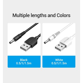 ภาพหน้าปกสินค้าVention USB to DC 3.5mm USB A Male to 3.5 Jack Connector 5V  Power Supply Charger Adapter Power Cable ที่เกี่ยวข้อง