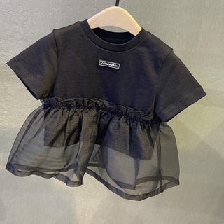 【ชุดเด็กผู้หญิง】เสื้อยืดแขนสั้น ผ้าตาข่าย ทรงหลวม แฟชั่นฤดูร้อน สําหรับเด็กผู้หญิง 2023