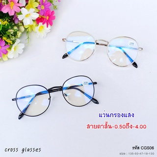 ราคาและรีวิวแว่นกรองแสงสายตาสั้น -0.5ถึง-4.0 ทรงหยดน้ำ รหัส CGS06 พร้อมกล่อง+ผ้าเช็ดเลนส์