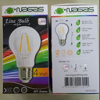 Nagas หลอดฟิลาเมนต์LED หลอดวินเทจLED ขนาด4W ขั้วE27 หลอดสีใส แสงวอร์มไวท์