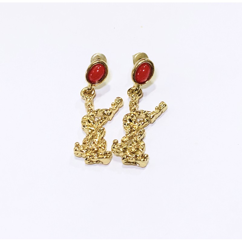 ysl-yves-saint-laurent-earrings-ต่างหูสีทอง-โลโก้แบรนด์-งานเกาหลี-พร้อมส่ง