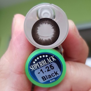 (1) Super Black บิ๊กอายส์ Pretty Doll บิ๊กอาย สีดำ ดำ ตาโต โทนแบ๊ว คอนแทคเลนส์ Bigeyes Contact Lens สายตาสั้น ค่าสายตา