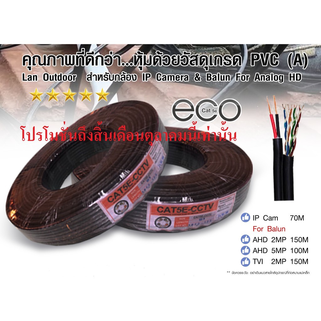 สายแลน-lan-cat5e-power-ไฟ-100-เมตร-สายแลนภายนอกคุณภาพดี