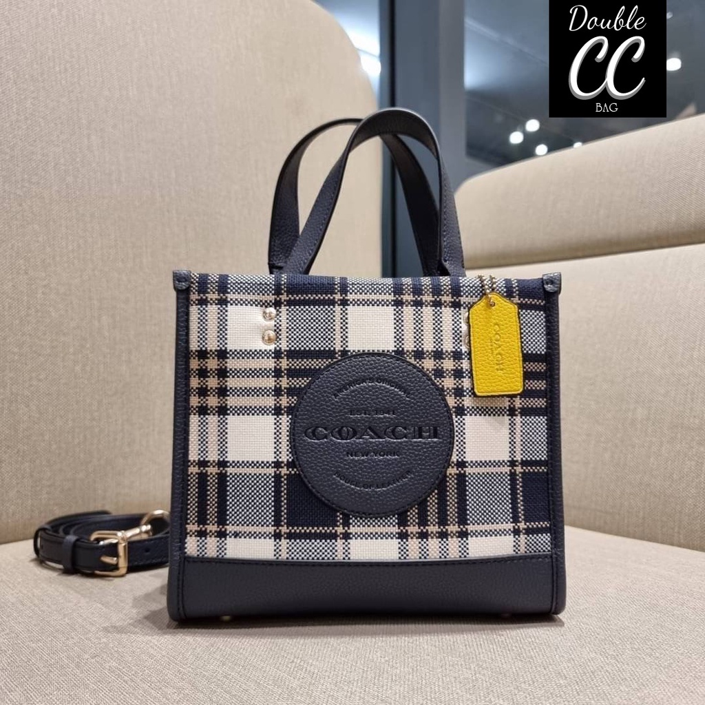 แท้-factory-co-ach-c8198-dempsey-tote-22-with-garden-plaid-print-and-co-ach-patch