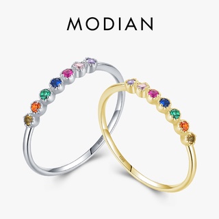 ภาพหน้าปกสินค้าModian แหวนเงินแท้ 925 ประดับเพทาย 7 สี สีรุ้ง เครื่องประดับแฟชั่น สําหรับผู้หญิง ที่เกี่ยวข้อง