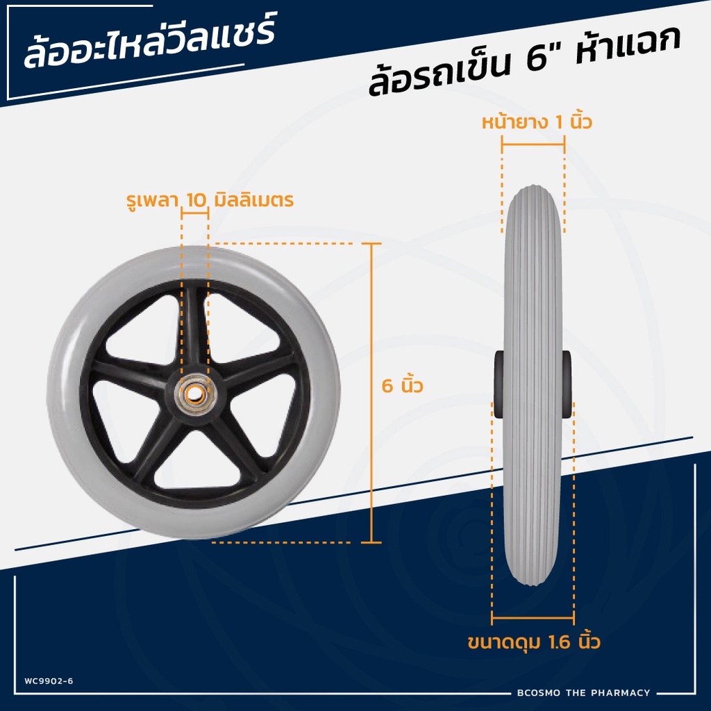 ล้อรถเข็น-อะไหล่รถเข็น-5-6-7-8-12-14-16-นิ้ว-ทรงห้าแฉก-หกแฉก-และแปดแฉก-ล้อ-สำหรับเป็นอะไหล่รถเข็น-bcosmo