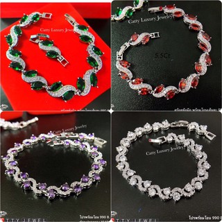 สร้อยข้อมือเพชรczสวยๆใส่ได้ทุกงานเรียบหรูดูแพง cattyjewelry เพชรCz สร้อยข้อมือเพชรแฟชั่น