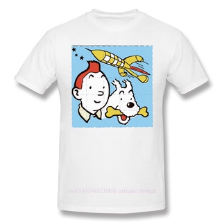 เสื้อยืดผ้าฝ้ายพิมพ์ลายขายดี เสื้อยืดแขนสั้นลําลอง ผ้าฝ้าย 100% พิมพ์ลาย The Adventures of Tintin 3D แฟชั่นฤดูร้อน สําหร
