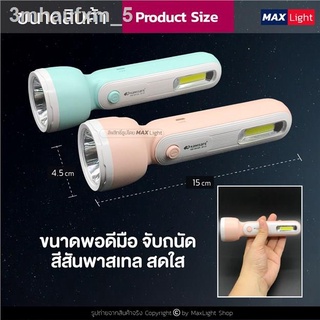 MaxLight (1ชิ้น) ไฟฉาย LED พร้อมไฟด้านข้างเป็นโคมไฟตั้งโต๊ะ ชาร์จไฟUSB แรงสูง ส่องไกล 250ม. ใช้งานง่าย พกพาสะดวก ไฟฉุกเฉ