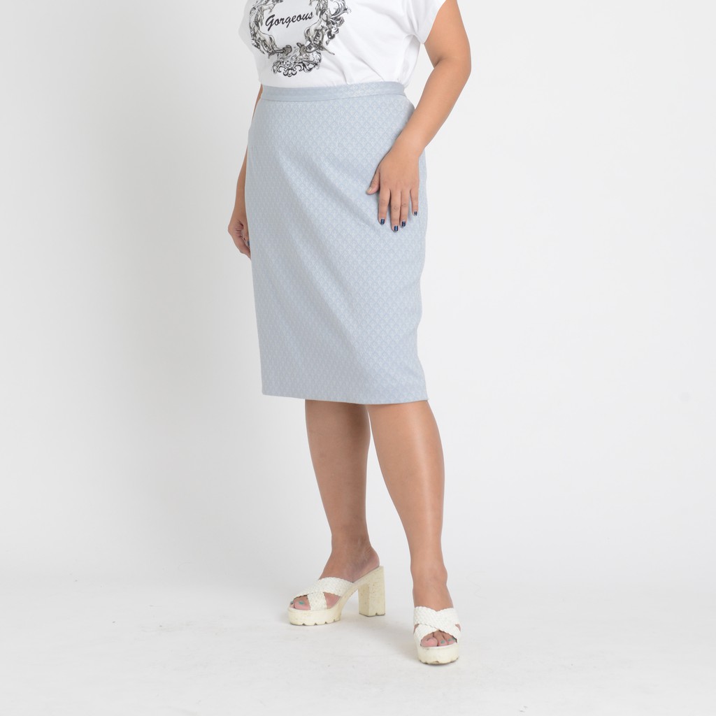 gsp-gorgeous-skirt-กระโปรงจีเอสพี-กระโปรงยาวคลุมเข่า-ผ้ามีเทคเจอร์ในตัว-สีเทา-sl26bz